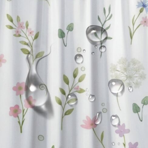 أنماط الأزهار البسيطة ستارة الدش الغربية مع السنانير، ستارة دش ريفية مقاومة للماء للصيف، ستائر ريترو من القماش قابلة للغسل لحوض الاستحمام في منتصف القرن ديكور المنزل الحديث 68 × 72 بوصة in Kuwait