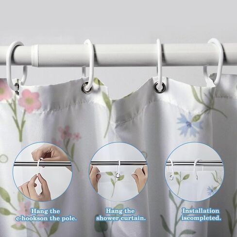 أنماط الأزهار البسيطة ستارة الدش الغربية مع السنانير، ستارة دش ريفية مقاومة للماء للصيف، ستائر ريترو من القماش قابلة للغسل لحوض الاستحمام في منتصف القرن ديكور المنزل الحديث 68 × 72 بوصة in Kuwait