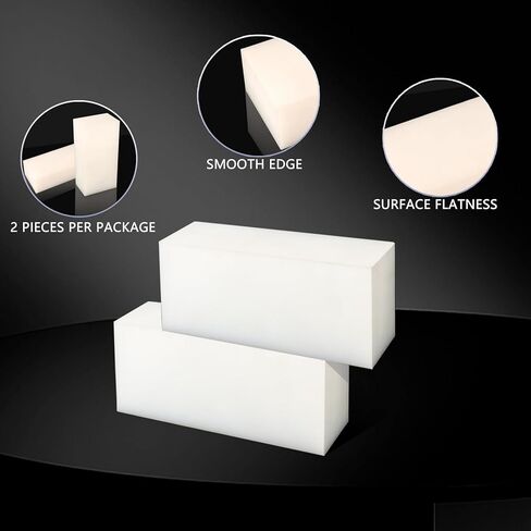 قطعتان من كتلة بلاستيكية HDPE مقاس 2 بوصة × 6 بوصة × 3 بوصة: ورقة صلبة مستطيلة من البولي إيثيلين للتصنيع، كتلة بيضاء عالية الكثافة للهندسة، مشاريع DIY لتحسين المنزل in Kuwait