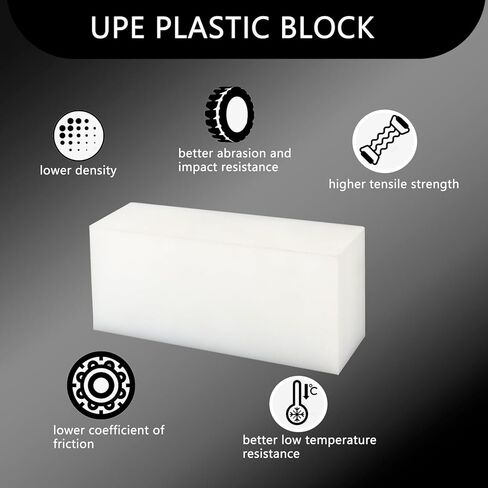 قطعتان من كتلة بلاستيكية HDPE مقاس 2 بوصة × 6 بوصة × 3 بوصة: ورقة صلبة مستطيلة من البولي إيثيلين للتصنيع، كتلة بيضاء عالية الكثافة للهندسة، مشاريع DIY لتحسين المنزل in Kuwait