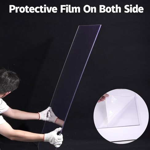 قطعتان من ألواح البلاستيك الشفاف من البولي كربونات، 24 بوصة × 48 بوصة × 0.236 بوصة (1/4 بوصة) ألواح مرنة مع فيلم، مقاومة للكسر، سهلة القطع للوحة النوافذ، الهوايات، المنزل، الأعمال اليدوية، الصناعية، الحرف اليدوية in Kuwait