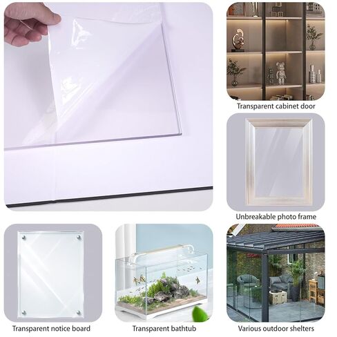 قطعتان من ألواح البلاستيك الشفاف من البولي كربونات، 24 بوصة × 48 بوصة × 0.236 بوصة (1/4 بوصة) ألواح مرنة مع فيلم، مقاومة للكسر، سهلة القطع للوحة النوافذ، الهوايات، المنزل، الأعمال اليدوية، الصناعية، الحرف اليدوية in Kuwait