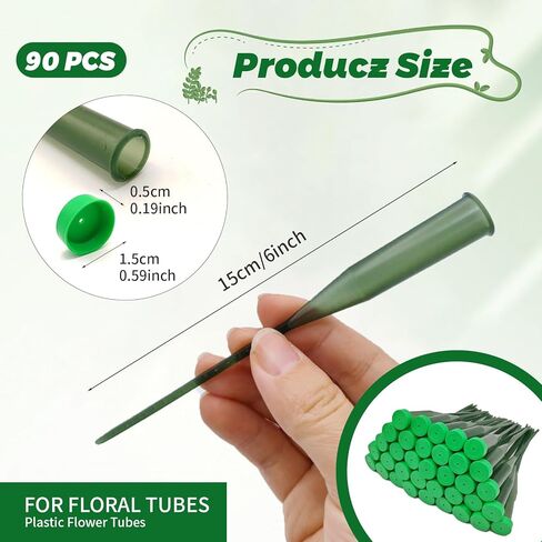 90 قطعة من أنابيب المياه الزهرية مقاس 6 بوصات، أنابيب الزهور الخضراء، لوازم الزهور البلاستيكية للزهور الطازجة مع غطاء مطاطي لترتيبات جذع الزهور، مستلزمات بائعي الزهور in Kuwait