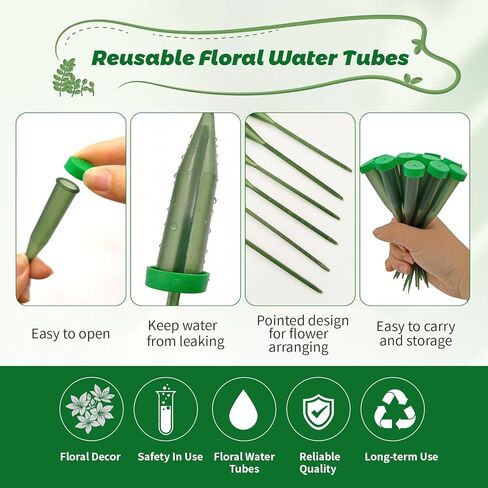 90 قطعة من أنابيب المياه الزهرية مقاس 6 بوصات، أنابيب الزهور الخضراء، لوازم الزهور البلاستيكية للزهور الطازجة مع غطاء مطاطي لترتيبات جذع الزهور، مستلزمات بائعي الزهور in Kuwait