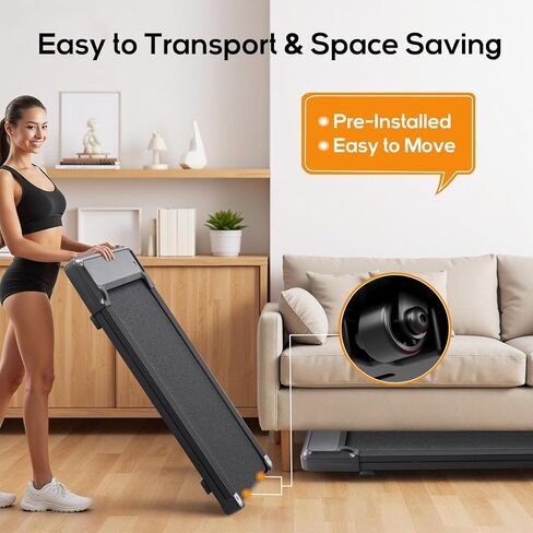 وسادة المشي تحت المكتب، جهاز مشي كهربائي مدمج ومحمول مع جهاز تحكم عن بعد وشاشة LED للمكتب المنزلي، جهاز لياقة بدنية هادئ، أسود in Kuwait