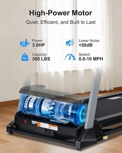أجهزة الجري HUAGEED للمنزل، 15 مستوى من الانحدار التلقائي، حزام عريض 17.32 بوصة، 3.0 حصان، 0.6-10 ميل في الساعة، آلة جري قابلة للطي بسعة 300 رطل، 40 برنامجًا محددًا مسبقًا in Kuwait