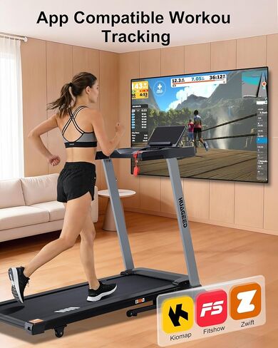 أجهزة الجري HUAGEED للمنزل، 15 مستوى من الانحدار التلقائي، حزام عريض 17.32 بوصة، 3.0 حصان، 0.6-10 ميل في الساعة، آلة جري قابلة للطي بسعة 300 رطل، 40 برنامجًا محددًا مسبقًا in Kuwait