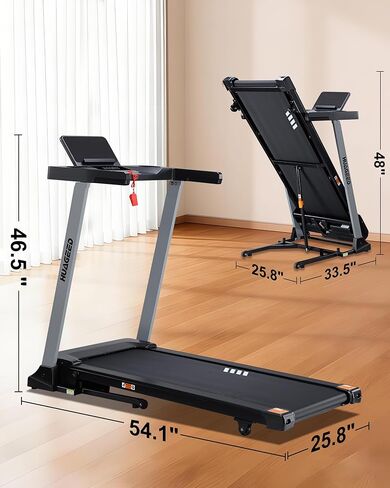 أجهزة الجري HUAGEED للمنزل، 15 مستوى من الانحدار التلقائي، حزام عريض 17.32 بوصة، 3.0 حصان، 0.6-10 ميل في الساعة، آلة جري قابلة للطي بسعة 300 رطل، 40 برنامجًا محددًا مسبقًا in Kuwait