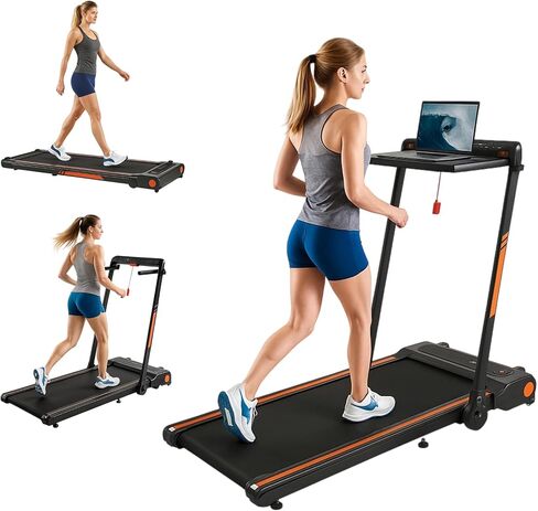 Foldable Treadmill with Incline, Removable Walking Pad with Desk Workstation, 3.5 HP 3-in-1 Compact Folding Small Walking Treadmill, 300 Lbs Capacity for Home Office in Saudi Arabia