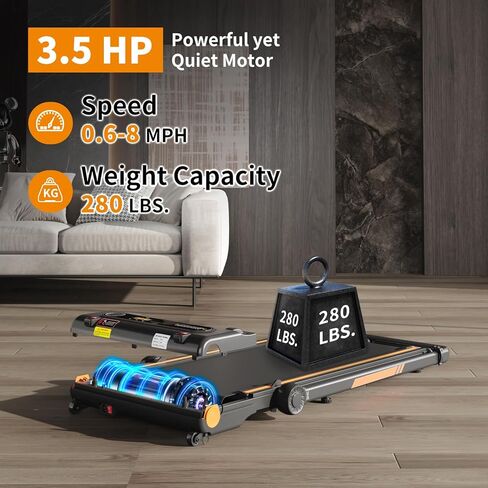 Foldable Treadmill with Incline, Removable Walking Pad with Desk Workstation, 3.5 HP 3-in-1 Compact Folding Small Walking Treadmill, 300 Lbs Capacity for Home Office in Saudi Arabia