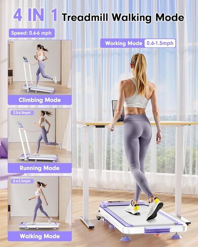 2025 ترقية وسادة المشي مع شريط مائل ومقبض بنسبة 8%، جهاز مشي محمول بقوة 3.5 حصان للمنزل الصغير، وسادة مشي مدمجة تحت المكتب بسعة 300 رطل، ممتص للصدمات، 0.6-6 ميل في الساعة، جهاز تحكم عن بعد، تطبيق ذكي in Kuwait