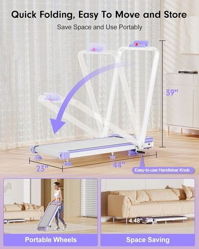 2025 ترقية وسادة المشي مع شريط مائل ومقبض بنسبة 8%، جهاز مشي محمول بقوة 3.5 حصان للمنزل الصغير، وسادة مشي مدمجة تحت المكتب بسعة 300 رطل، ممتص للصدمات، 0.6-6 ميل في الساعة، جهاز تحكم عن بعد، تطبيق ذكي in Kuwait