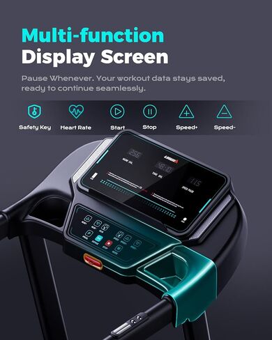 Treadmill for Home, 3.0HP Folding Treadmill with Incline, 300 lbs Capacity, Bluetooth & Heart Rate Sensor, Space-Saving Design in Saudi Arabia