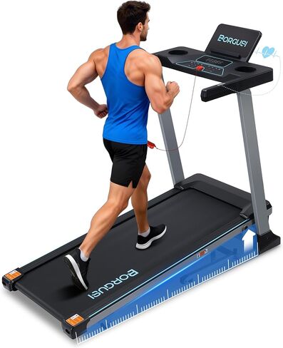 جهاز مشي ذكي BORGUSI مقاس 47.3 بوصة مع تطبيق الانحدار التلقائي والبلوتوث، جهاز مشي 3.5 حصان للمنزل، سعة وزن 300 رطل، سرعة 10 ميل في الساعة، 40 برنامجًا محددًا مسبقًا، شاشة LED in Kuwait