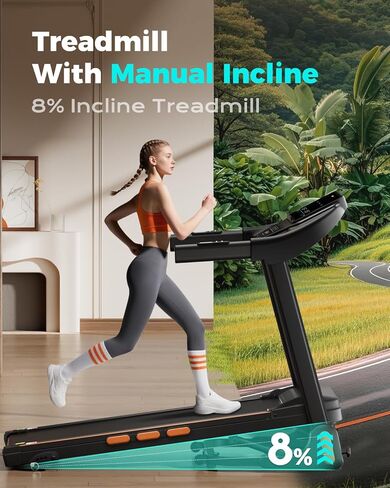 Treadmill for Home, 3.0HP Folding Treadmill with Incline, 300 lbs Capacity, Bluetooth & Heart Rate Sensor, Space-Saving Design in Saudi Arabia