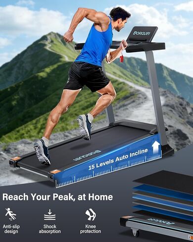 جهاز مشي ذكي BORGUSI مقاس 47.3 بوصة مع تطبيق الانحدار التلقائي والبلوتوث، جهاز مشي 3.5 حصان للمنزل، سعة وزن 300 رطل، سرعة 10 ميل في الساعة، 40 برنامجًا محددًا مسبقًا، شاشة LED in Kuwait