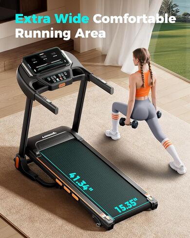 Treadmill for Home, 3.0HP Folding Treadmill with Incline, 300 lbs Capacity, Bluetooth & Heart Rate Sensor, Space-Saving Design in Saudi Arabia