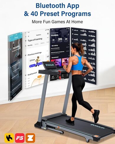 جهاز مشي ذكي BORGUSI مقاس 47.3 بوصة مع تطبيق الانحدار التلقائي والبلوتوث، جهاز مشي 3.5 حصان للمنزل، سعة وزن 300 رطل، سرعة 10 ميل في الساعة، 40 برنامجًا محددًا مسبقًا، شاشة LED in Kuwait