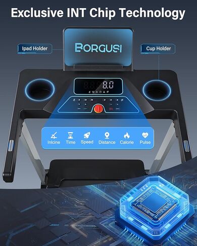 جهاز مشي ذكي BORGUSI مقاس 47.3 بوصة مع تطبيق الانحدار التلقائي والبلوتوث، جهاز مشي 3.5 حصان للمنزل، سعة وزن 300 رطل، سرعة 10 ميل في الساعة، 40 برنامجًا محددًا مسبقًا، شاشة LED in Kuwait