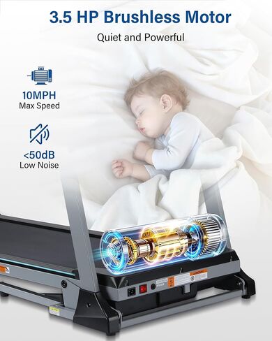 جهاز مشي ذكي BORGUSI مقاس 47.3 بوصة مع تطبيق الانحدار التلقائي والبلوتوث، جهاز مشي 3.5 حصان للمنزل، سعة وزن 300 رطل، سرعة 10 ميل في الساعة، 40 برنامجًا محددًا مسبقًا، شاشة LED in Kuwait