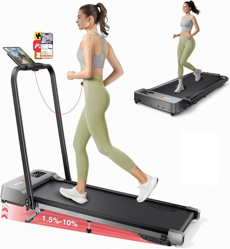 Acezoe Walking Pad with 3-Level 10% Incline, Foldable Treadmill for Home Small Office, Compact Portable Under Desk Treadmill with Handle,Dual LED Display, APP & Remote, 300 lbs Capacity in Saudi Arabia