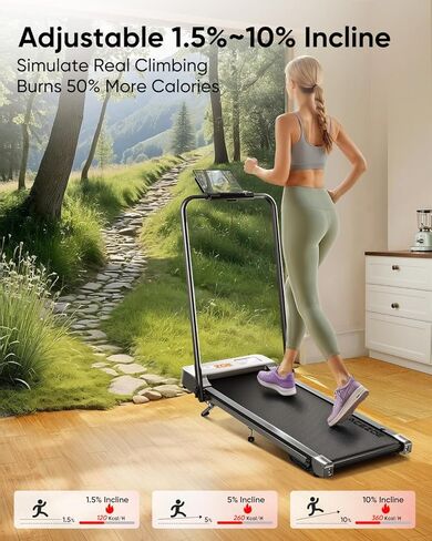 Acezoe Walking Pad with 3-Level 10% Incline, Foldable Treadmill for Home Small Office, Compact Portable Under Desk Treadmill with Handle,Dual LED Display, APP & Remote, 300 lbs Capacity in Saudi Arabia