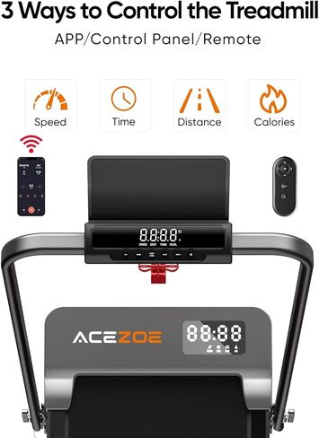 Acezoe Walking Pad with 3-Level 10% Incline, Foldable Treadmill for Home Small Office, Compact Portable Under Desk Treadmill with Handle,Dual LED Display, APP & Remote, 300 lbs Capacity in Saudi Arabia