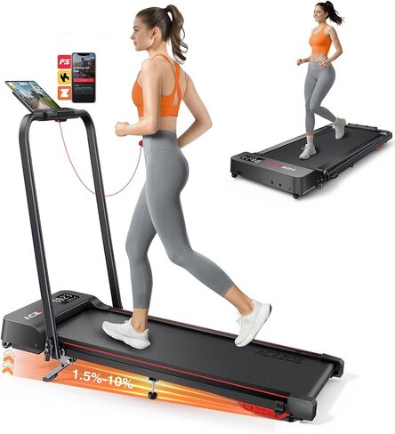 Acezoe Walking Pad with 3-Level 10% Incline, Foldable Treadmill for Home Small Office, Compact Portable Under Desk Treadmill with Handle,Dual LED Display, APP & Remote, 300 lbs Capacity in Saudi Arabia