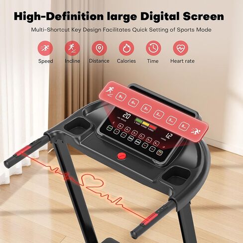 Treadmill with Incline for Home, WENOKER 15% Auto Incline Treadmill with Handrail 300 lbs Capacity, 3.0HP Quiet Walking Pad Tread mill with App, Portable Folding Tread mill with Heart Rate & Wide Belt in Kuwait