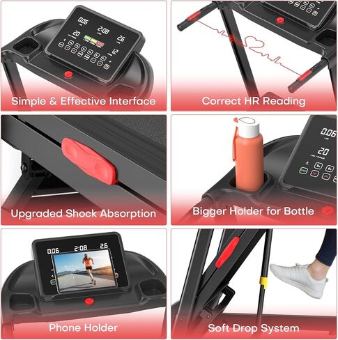 Treadmill with Incline for Home, WENOKER 15% Auto Incline Treadmill with Handrail 300 lbs Capacity, 3.0HP Quiet Walking Pad Tread mill with App, Portable Folding Tread mill with Heart Rate & Wide Belt in Kuwait