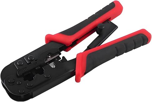 Dual-Use Network Crimp Stripper Cable Pliers with Ratchet for 8P/6P/4P RJ11/RJ45 Cable Wire Stripping Tool Kit Red/Blu(5) in Saudi Arabia