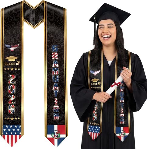 Berlune Mexican Graduation Stole Sash Class of 2025 Mixed Flag Sash 72 Inch Our Lady of Guadalupe Honor Stole for Graduation in Saudi Arabia