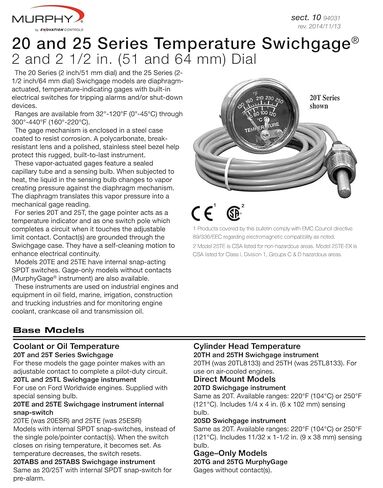 Murphy by Enovation Controls 20T-300-4-1/2 Temperature Swichgage (10702067) in Saudi Arabia