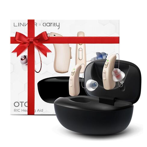 مساعدات السمع LINNER-Clarity لكبار السن، مضخم سمع قابل لإعادة الشحن مع خاصية إلغاء الضوضاء، مساعدات سمعية بدون وصفة طبية مصممة للبالغين الذين يعانون من فقدان السمع الخفيف إلى المتوسط in Kuwait