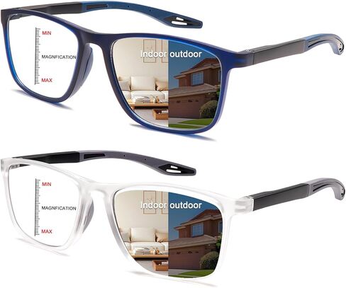 CLASAGA Progressive Multifocal Reading Glasses for Men Photochromic Gray Sunglasses Sports Style Blue Light Blocking Readers in Saudi Arabia