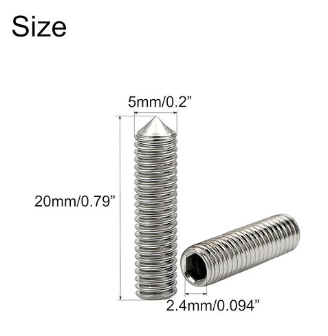 NACX M5 x 20mm Internal Hex Socket Cone Point Set Screws, 304 Stainless Steel Tip Point Grub Screws, 80pcs in Saudi Arabia