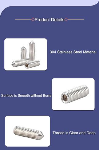 NACX M5 x 20mm Internal Hex Socket Cone Point Set Screws, 304 Stainless Steel Tip Point Grub Screws, 80pcs in Saudi Arabia