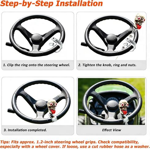 مقبض عجلة القيادة برأس هيكل عظمي من أرينبيل، مقبض دوار للسيارة، معزز للانتحار، مقبض مساعد يناسب معظم المركبات، بيج in Kuwait