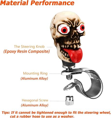 مقبض عجلة القيادة برأس هيكل عظمي من أرينبيل، مقبض دوار للسيارة، معزز للانتحار، مقبض مساعد يناسب معظم المركبات، بيج in Kuwait