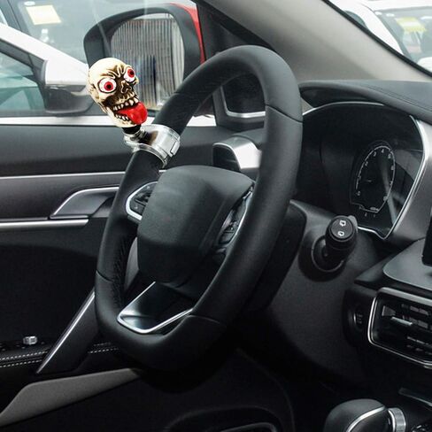 مقبض عجلة القيادة برأس هيكل عظمي من أرينبيل، مقبض دوار للسيارة، معزز للانتحار، مقبض مساعد يناسب معظم المركبات، بيج in Kuwait