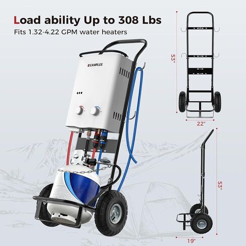 CAMPLUX Dolly Hand Cart for Portable Tankless Water Heaters, Mobile Hot Water Washing Station for Pet Grooming, Horse Stables in Kuwait