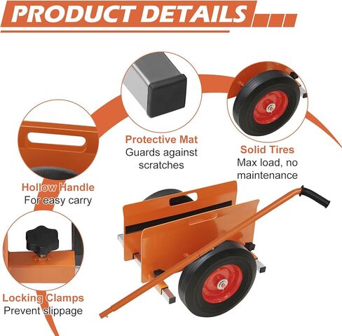 10" Panel Dolly Extended Leverage Handle Heavy Duty Drywall Cart with Solid Rubber Wheels – 1100LB Capacity Panel Cart for Sheetrock, Plywood & Doors in Saudi Arabia