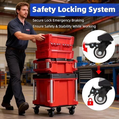 صندوق أدوات لازورا المتين دوللي متوافق مع صندوق أدوات ميلووكي باكوت، عربات ميلووكي باكوتا مع عجلات قفل، لا يتطلب الحفر، ميلووكي دوللي مع مسامير in Kuwait