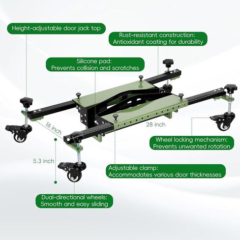 Aluminum Alloy One-Piece Door Installation Tool Kit with Wheels, Heavy Duty Door Dolly & Lifter for Single-Person Operation, Fits 0.8" to 2.5" Thick Pre-Hung, Slab & Barn Doors, 220 LBS Capacity in Kuwait