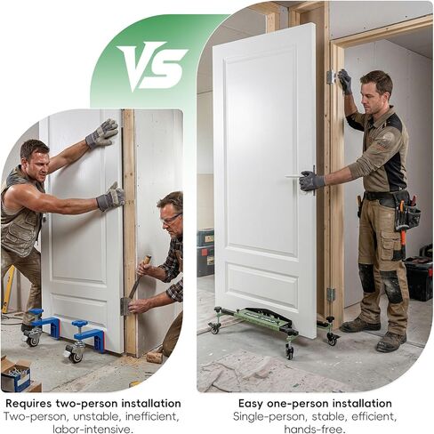 Aluminum Alloy One-Piece Door Installation Tool Kit with Wheels, Heavy Duty Door Dolly & Lifter for Single-Person Operation, Fits 0.8" to 2.5" Thick Pre-Hung, Slab & Barn Doors, 220 LBS Capacity in Kuwait