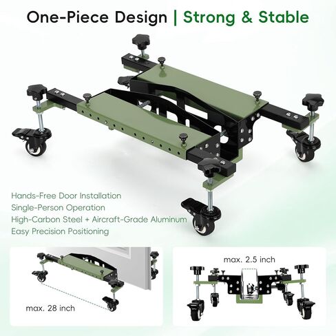 Aluminum Alloy One-Piece Door Installation Tool Kit with Wheels, Heavy Duty Door Dolly & Lifter for Single-Person Operation, Fits 0.8" to 2.5" Thick Pre-Hung, Slab & Barn Doors, 220 LBS Capacity in Kuwait
