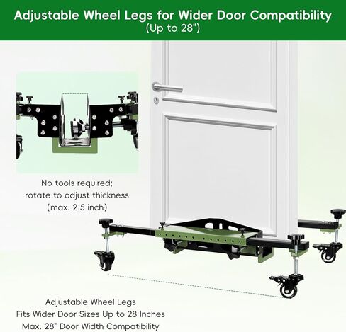 Aluminum Alloy One-Piece Door Installation Tool Kit with Wheels, Heavy Duty Door Dolly & Lifter for Single-Person Operation, Fits 0.8" to 2.5" Thick Pre-Hung, Slab & Barn Doors, 220 LBS Capacity in Kuwait