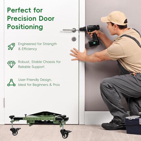 Aluminum Alloy One-Piece Door Installation Tool Kit with Wheels, Heavy Duty Door Dolly & Lifter for Single-Person Operation, Fits 0.8" to 2.5" Thick Pre-Hung, Slab & Barn Doors, 220 LBS Capacity in Kuwait