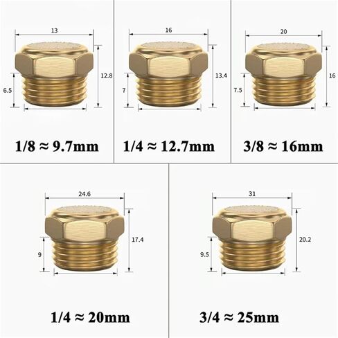 كاتم صوت عادم نحاسي هوائي 1/8 1/4 3/8 1/2 خيط ذكر قابل للتعديل طويل قصير 5 قطع (Short-PSV-5PCS، 3/8") in Saudi Arabia