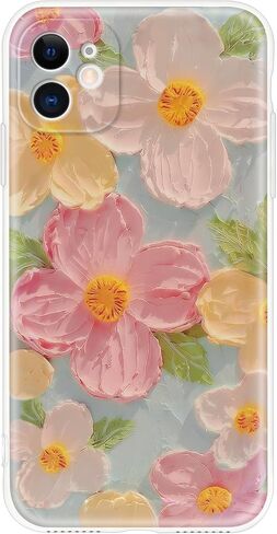 حافظة Mozor اللطيفة لهاتف iPhone 13 Pro Max، حافظة زهور ملونة مطبوعة بالزيت الرجعية، أزياء TPU الأزهار شعاع الليزر لامعة نمط موجات مجعد الإطار غطاء حماية للصدمات للفتيات النساء in Kuwait